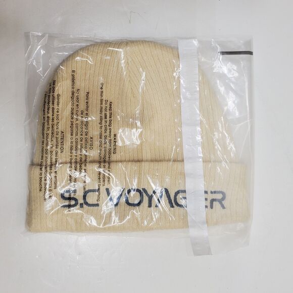 Flan Labs Beige Beanie Hat Embroidered One Size Fits ALL 100% Cotton Knit New - Picture 6 of 6